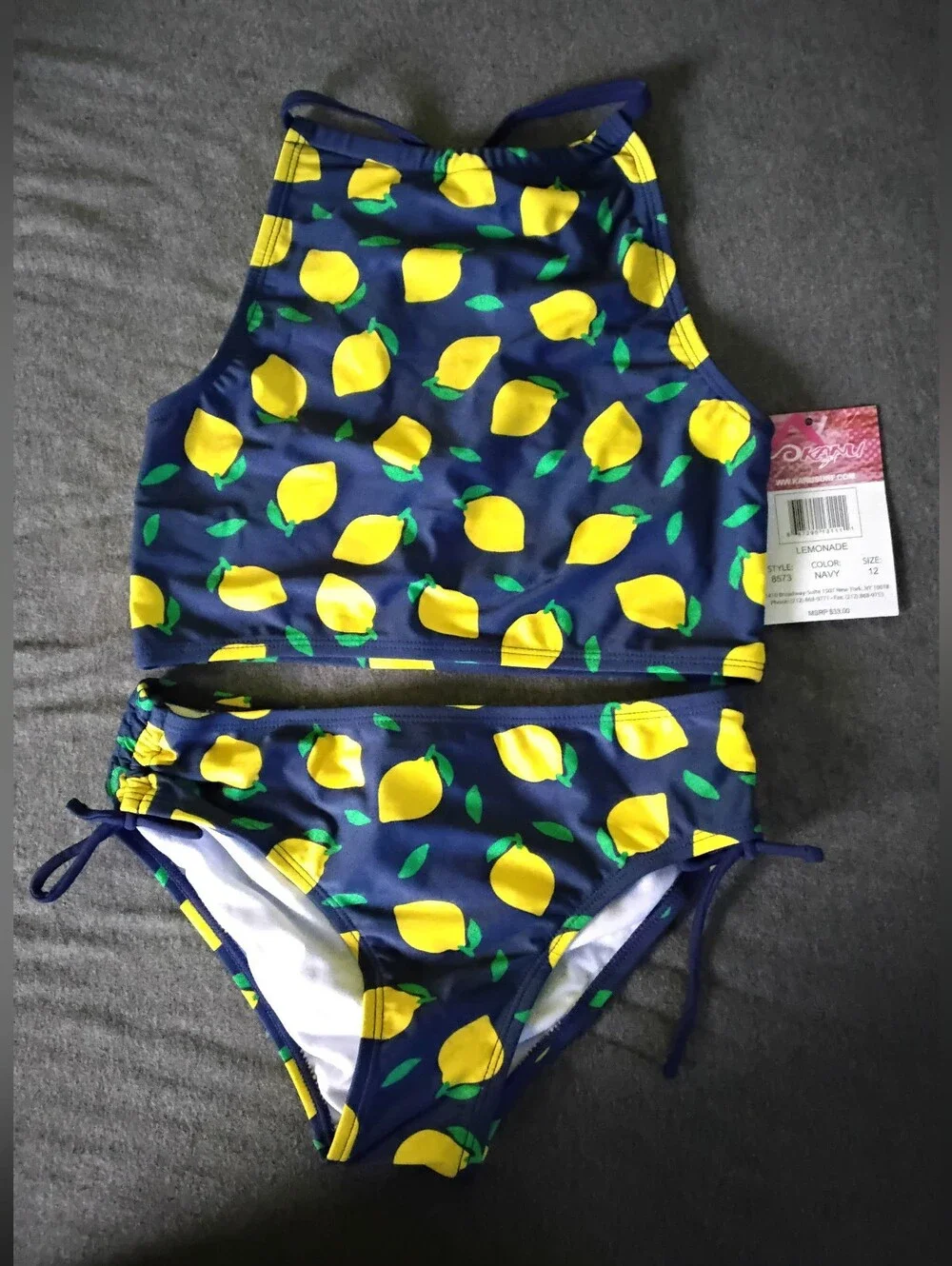 Kanu Surf Girls Size 12 Lemonade 2 Piece Swimsuit NWT